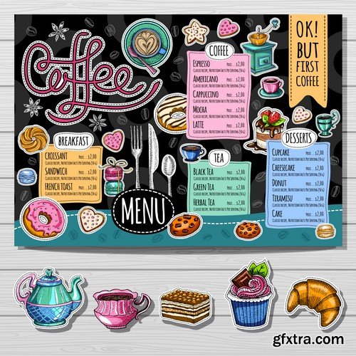 Coffee shop menu - 6 EPS