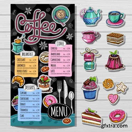 Coffee shop menu - 6 EPS