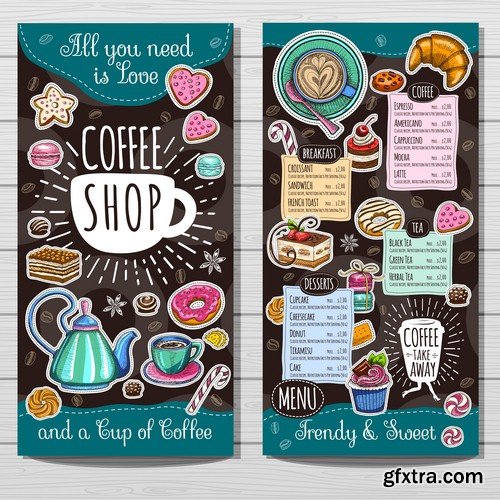 Coffee shop menu - 6 EPS