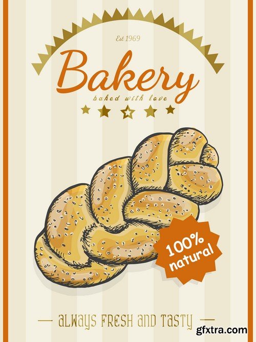 Bread products poster - 8 EPS