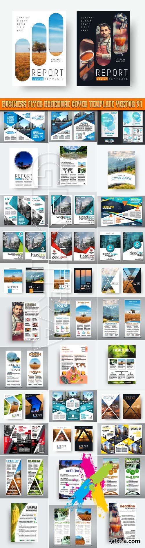 Business flyer brochure cover template vector set 91