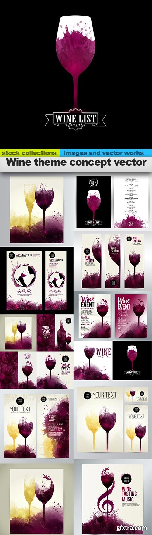 Wine theme concept vector, 15 x EPS