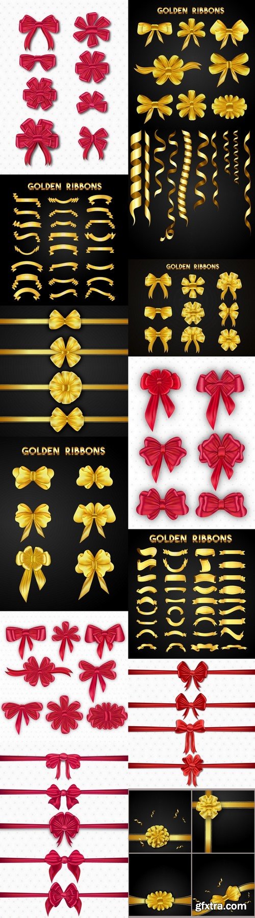 Golden and red ribbons collection