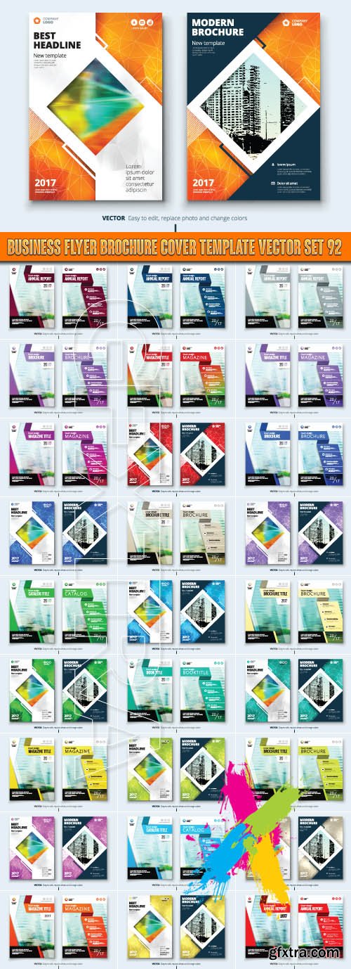 Business flyer brochure cover template vector set 92