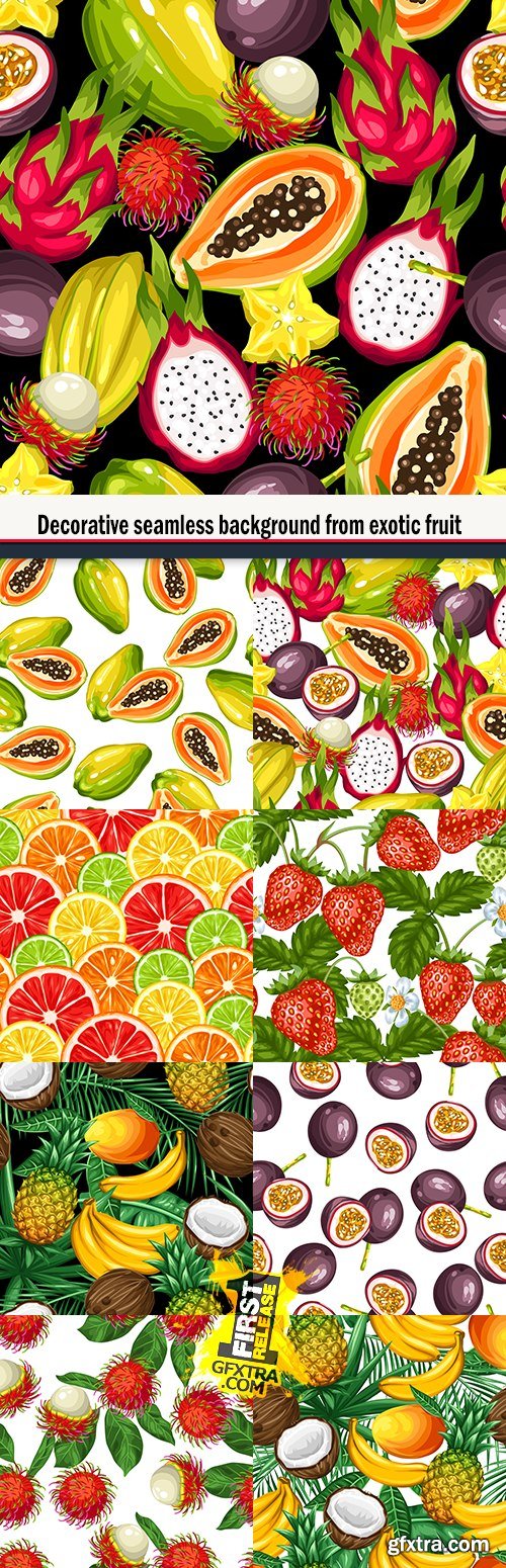 Decorative seamless background from exotic fruit