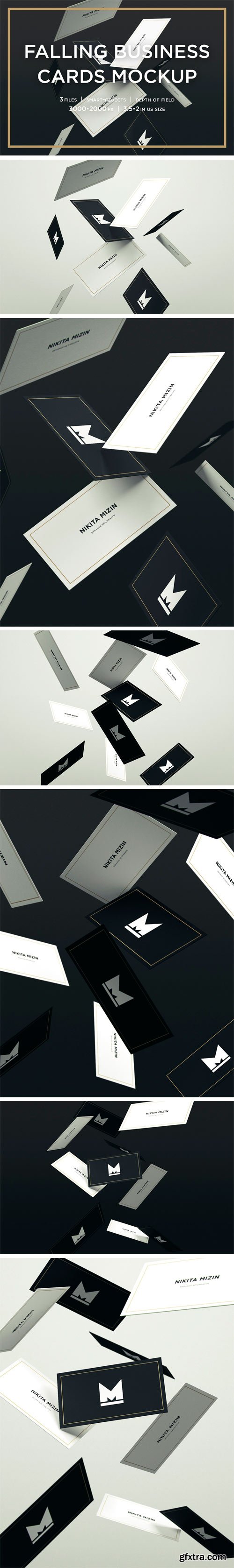 CM 1381601 - Falling Business Cards Mockup