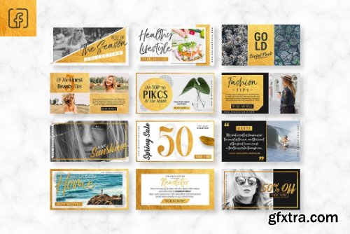 CreativeMarket GOLD Social Media Pack 1415802