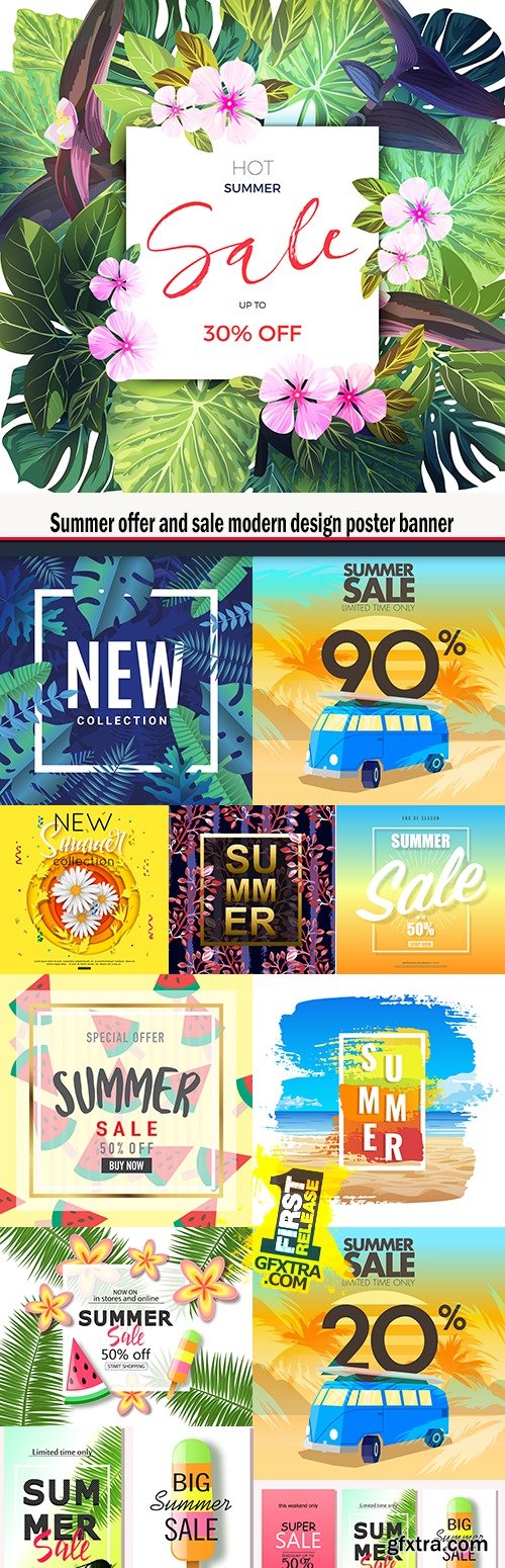 Summer offer and sale modern design poster banner