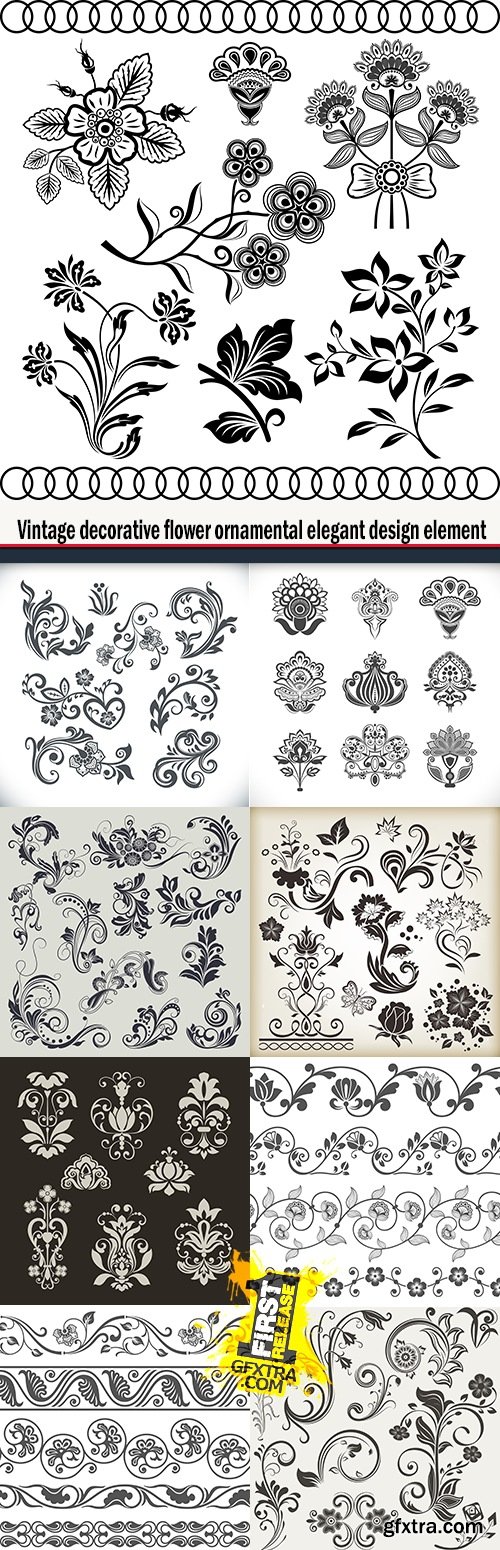 Vintage decorative flower ornamental elegant design element