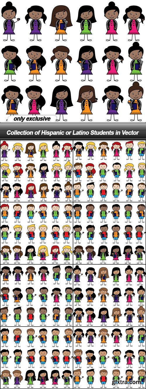 Collection of Hispanic or Latino Students in Vector - 9 EPS