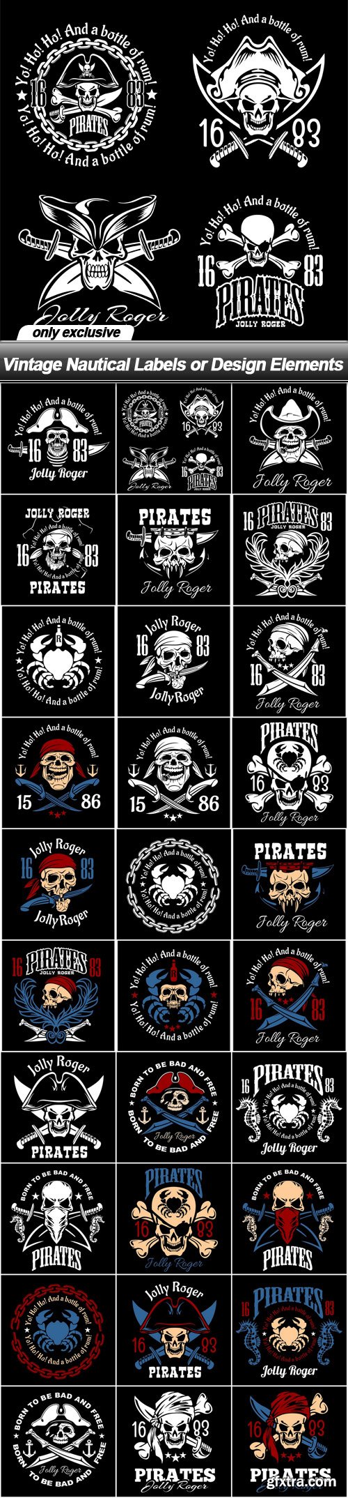 Vintage Nautical Labels or Design Elements - 30 EPS