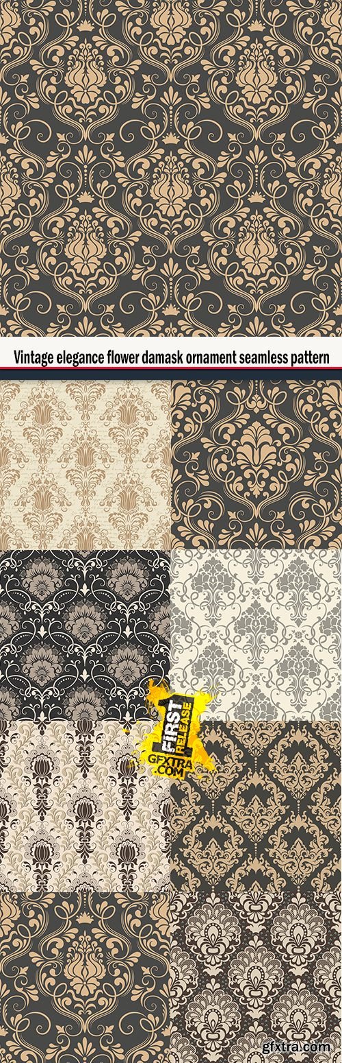 Vintage elegance flower damask ornament seamless pattern