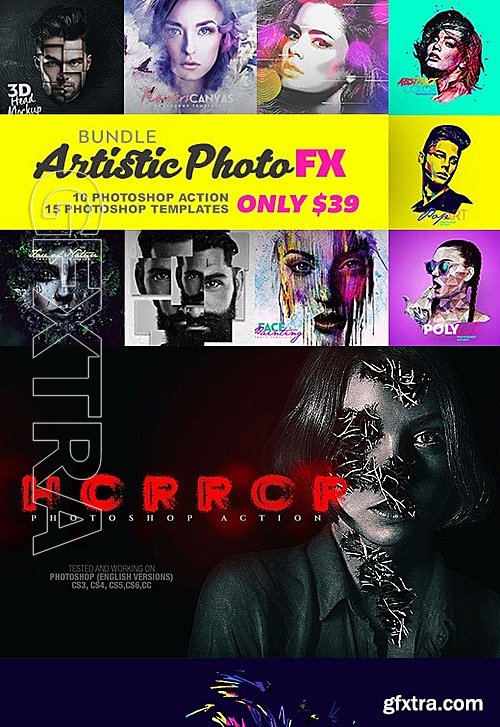 Artistic Photo FX Bundle with 25 PS Actions and Templates