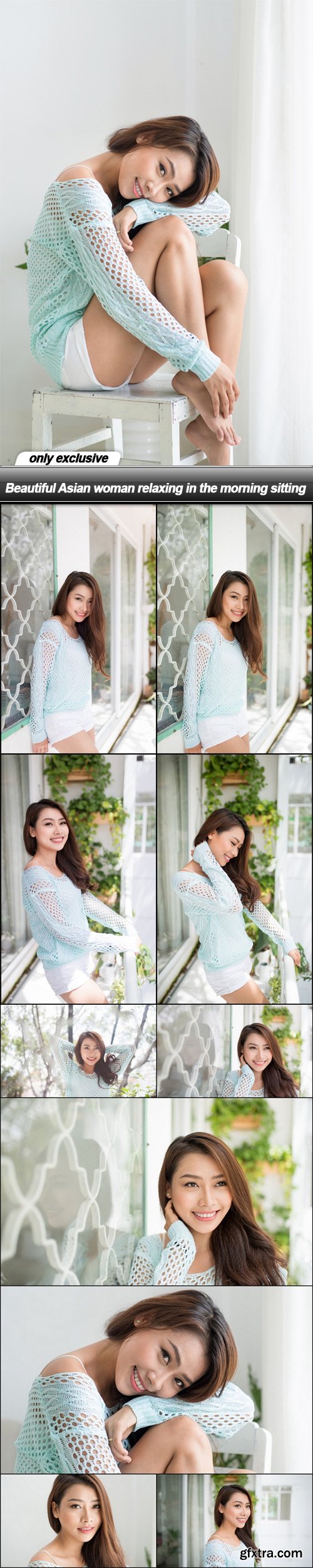 Beautiful Asian woman relaxing in the morning sitting - 11 UHQ JPEG