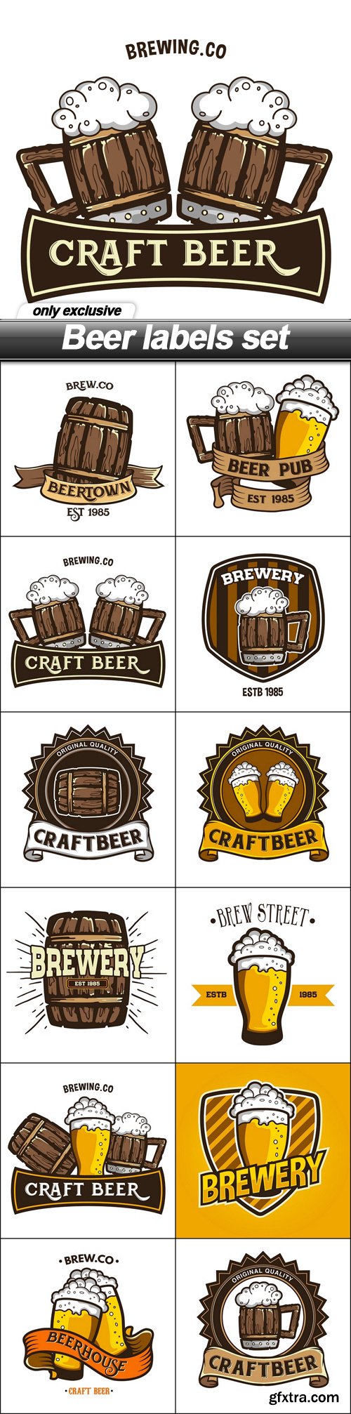 Beer labels set - 12 EPS