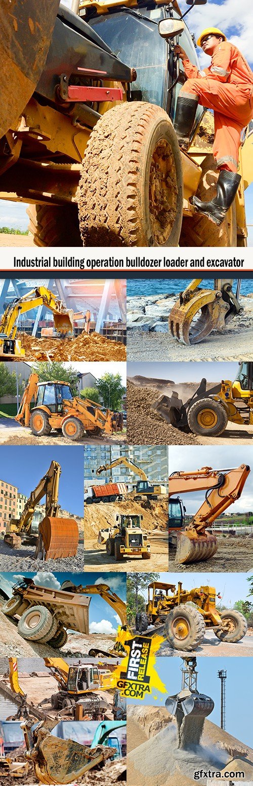 Industrial building operation bulldozer loader and excavator