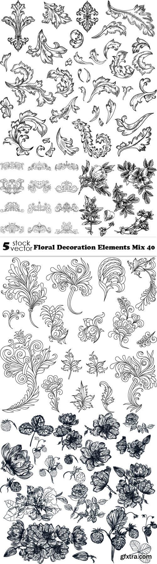 Vectors - Floral Decoration Elements Mix 40