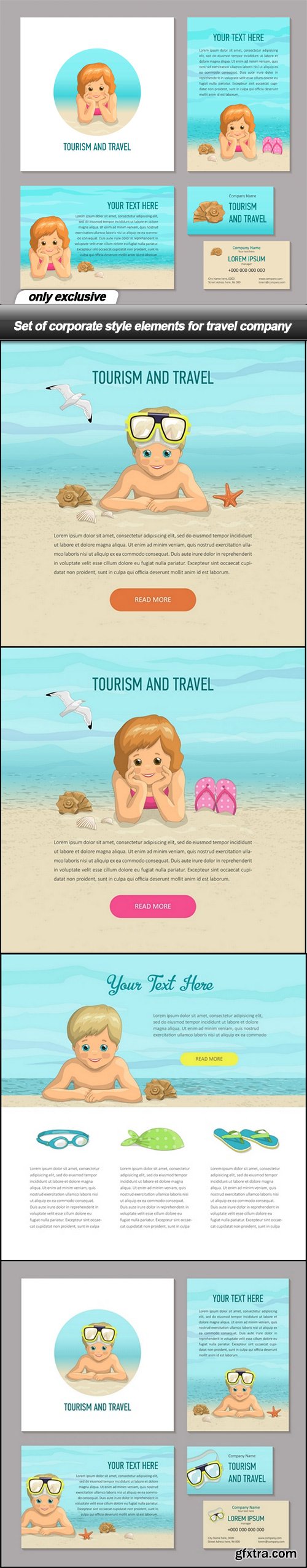 Set of corporate style elements for travel company - 5 EPS