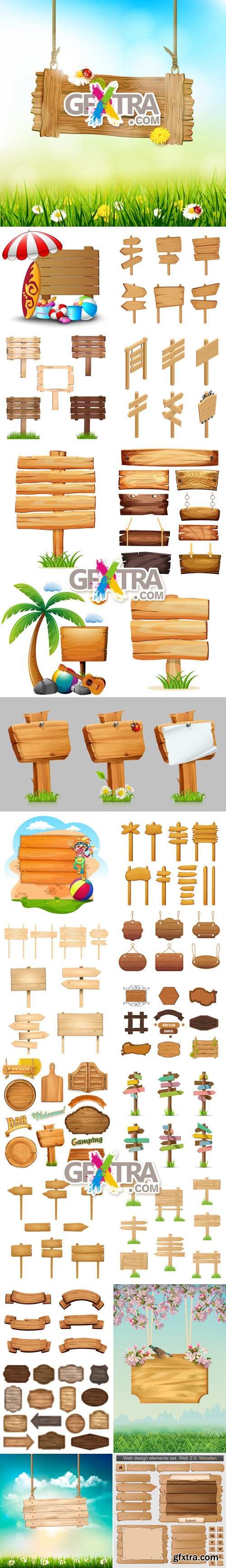 Wooden Signs & Boards Vector 2