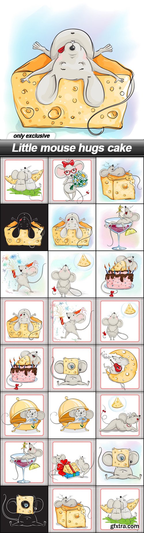 Little mouse hugs cake - 23 EPS