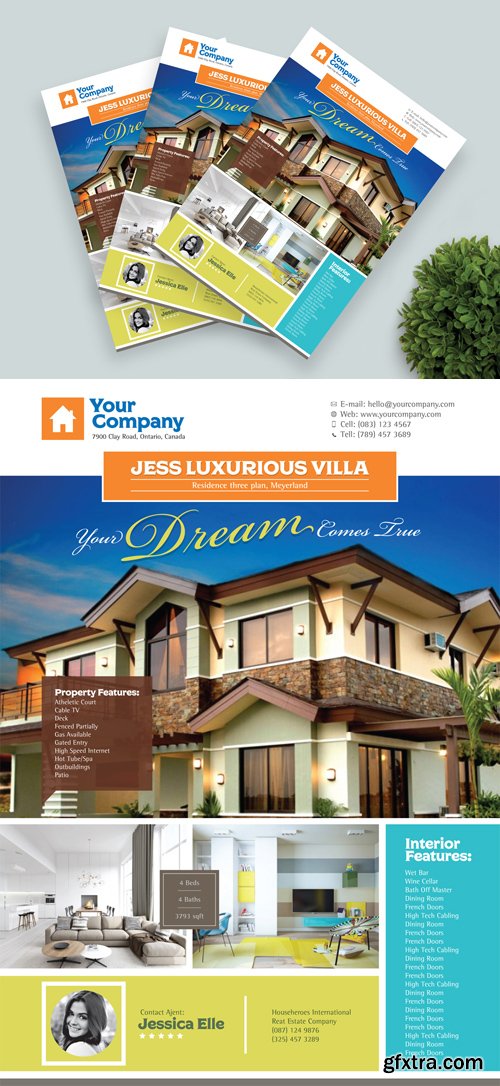 Real Estate Flyer Template Design in Vector