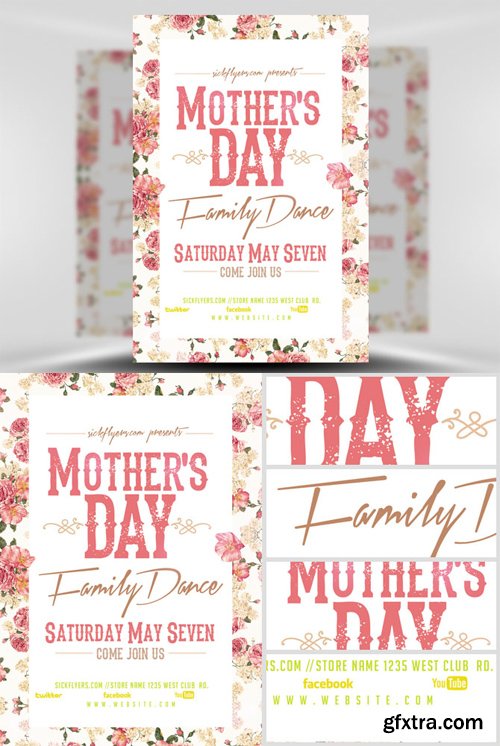 Mothers Day Family Dance Flyer Template