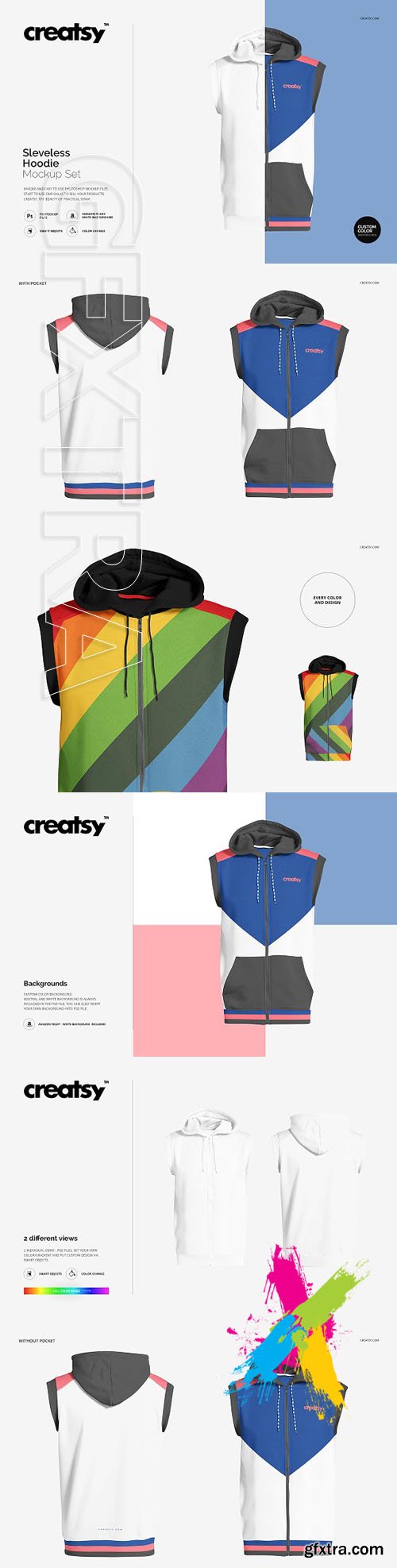 CM - Sleeveless Hoodie Mockup Set 1445318