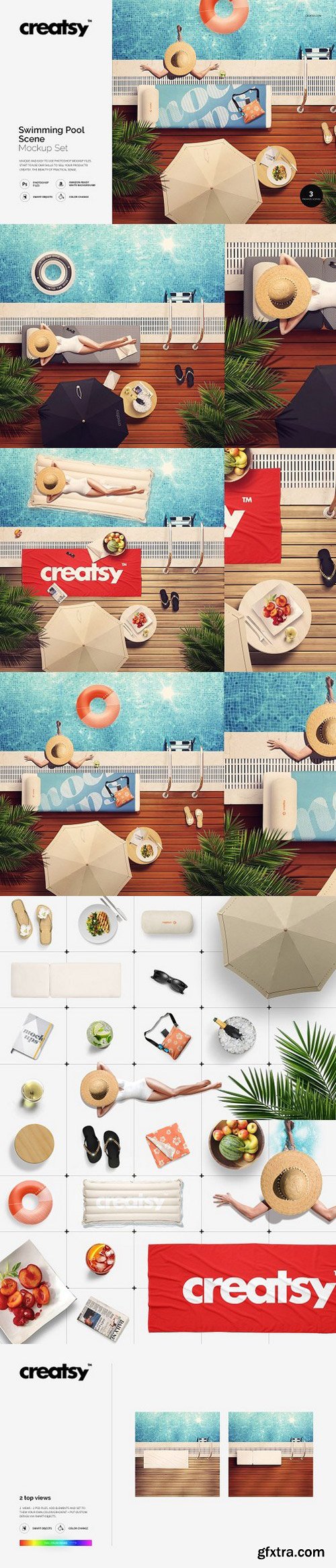 CM - Swimming Pool Scene Mockup Set 1411652