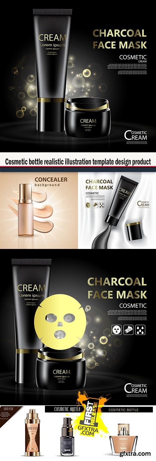 Cosmetic bottle realistic illustration template design product