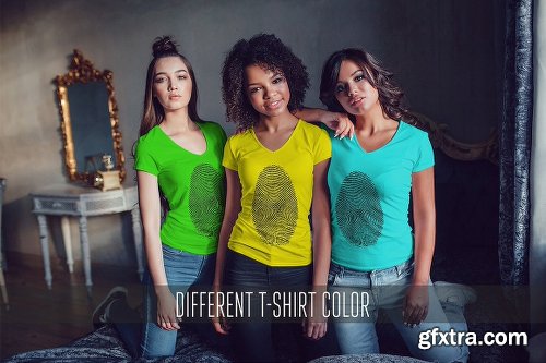 CreativeMarket Women's T-Shirts Mock-Up Vol.1 2017 1216495