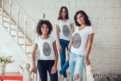 CreativeMarket Women's T-Shirts Mock-Up Vol.1 2017 1216495