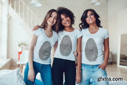 CreativeMarket Women's T-Shirts Mock-Up Vol.1 2017 1216495