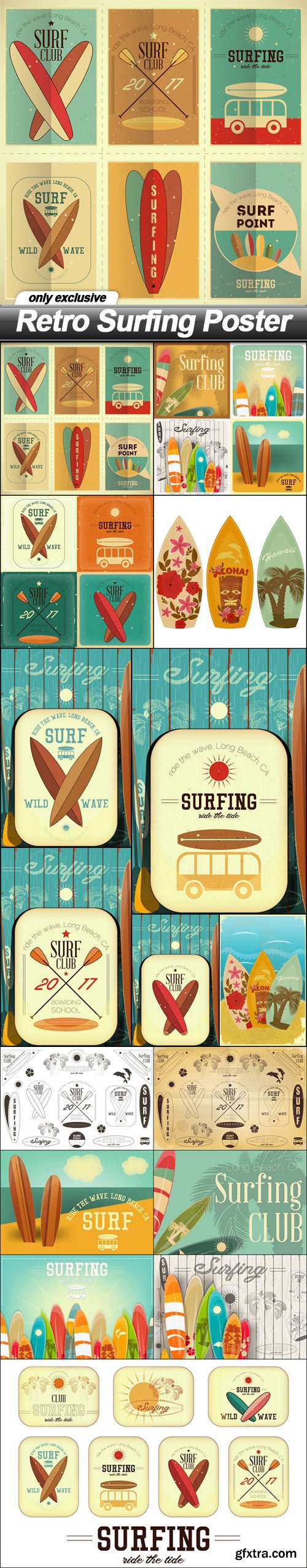 Retro Surfing Poster - 16 EPS