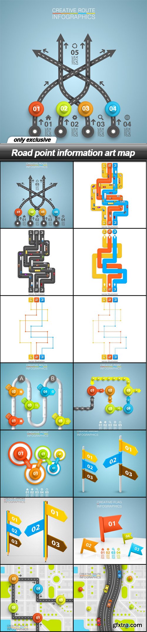 Road point information art map - 14 EPS