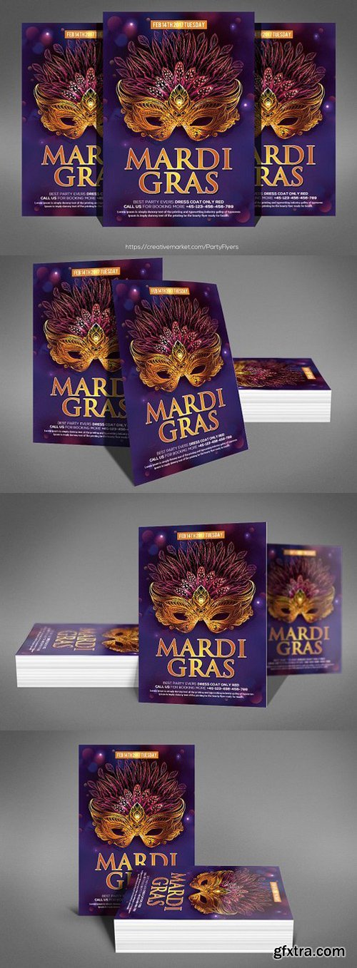 CM - Mardi Grass | Party Flyer Template 1328581