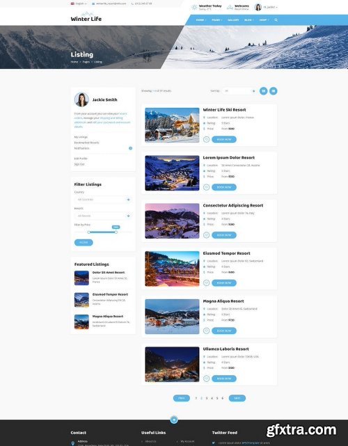 Winter Life - Resort & Listing PSD Template