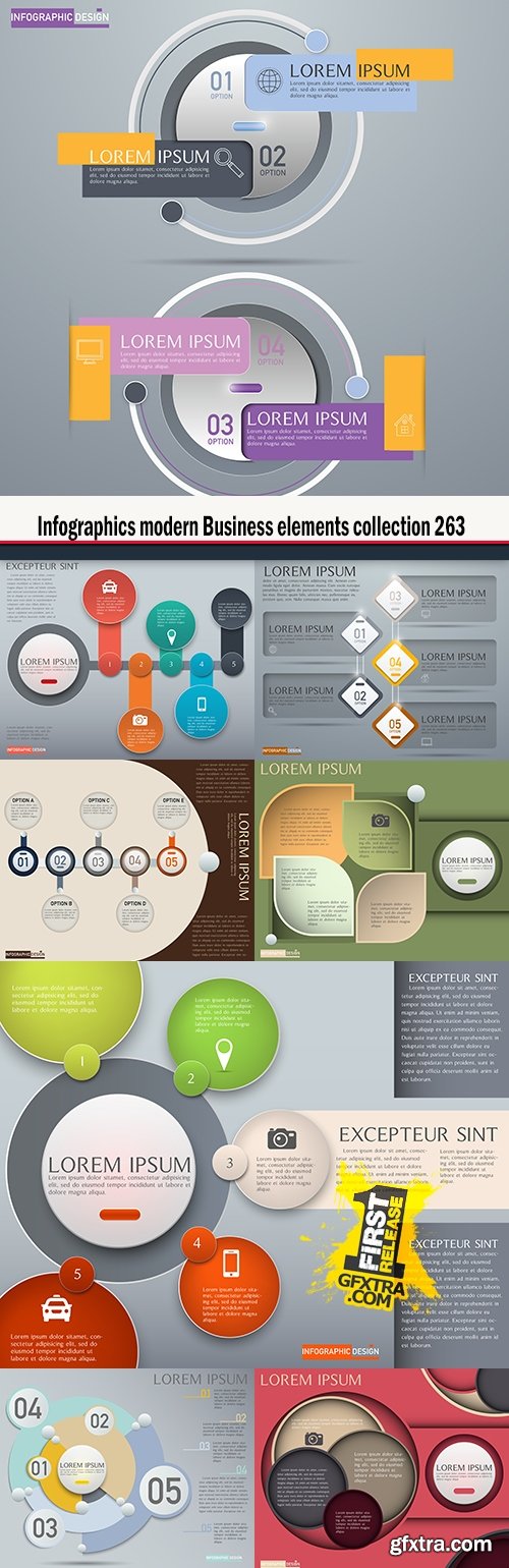 Infographics modern Business elements collection 263