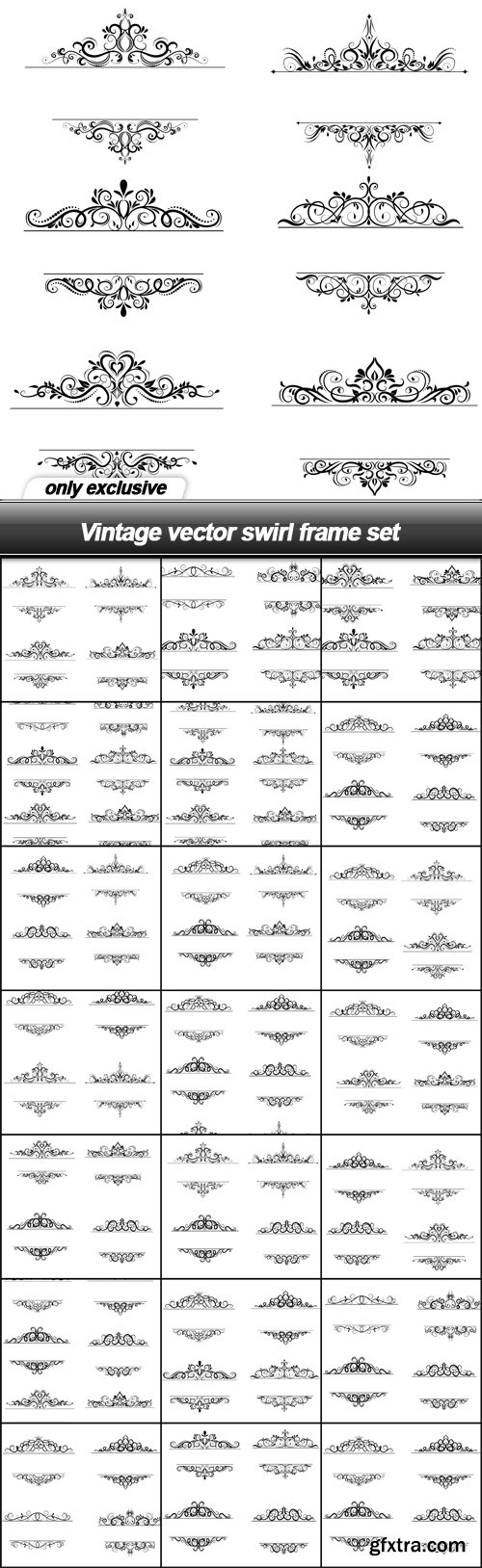 Vintage vector swirl frame set - 21 EPS