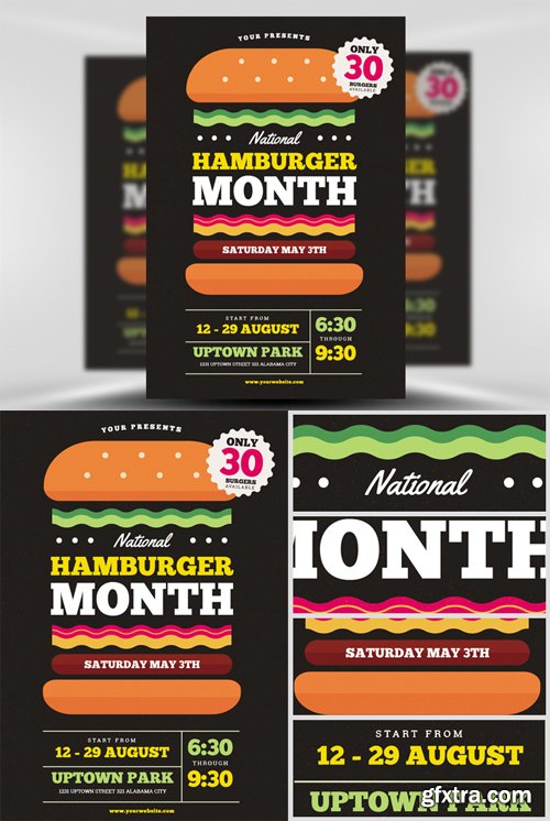 National Hamburger Month Flyer Template