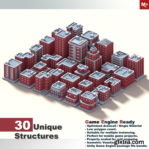 3docean - Low Poly Isometric Buildings Pack 19604038