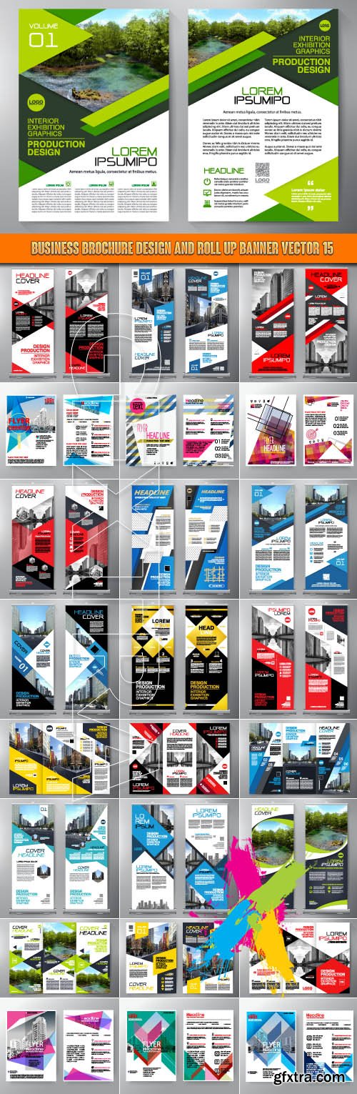 Business Brochure Design and Roll up banner vector 15