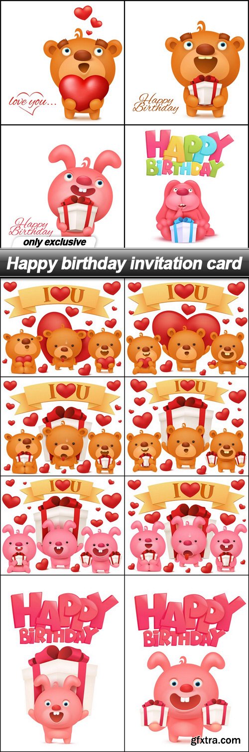 Happy birthday invitation card - 12 EPS