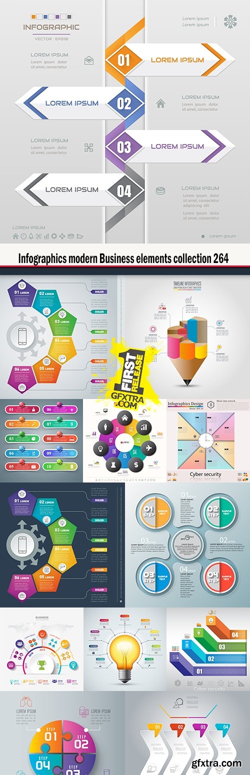 Infographics modern Business elements collection 264