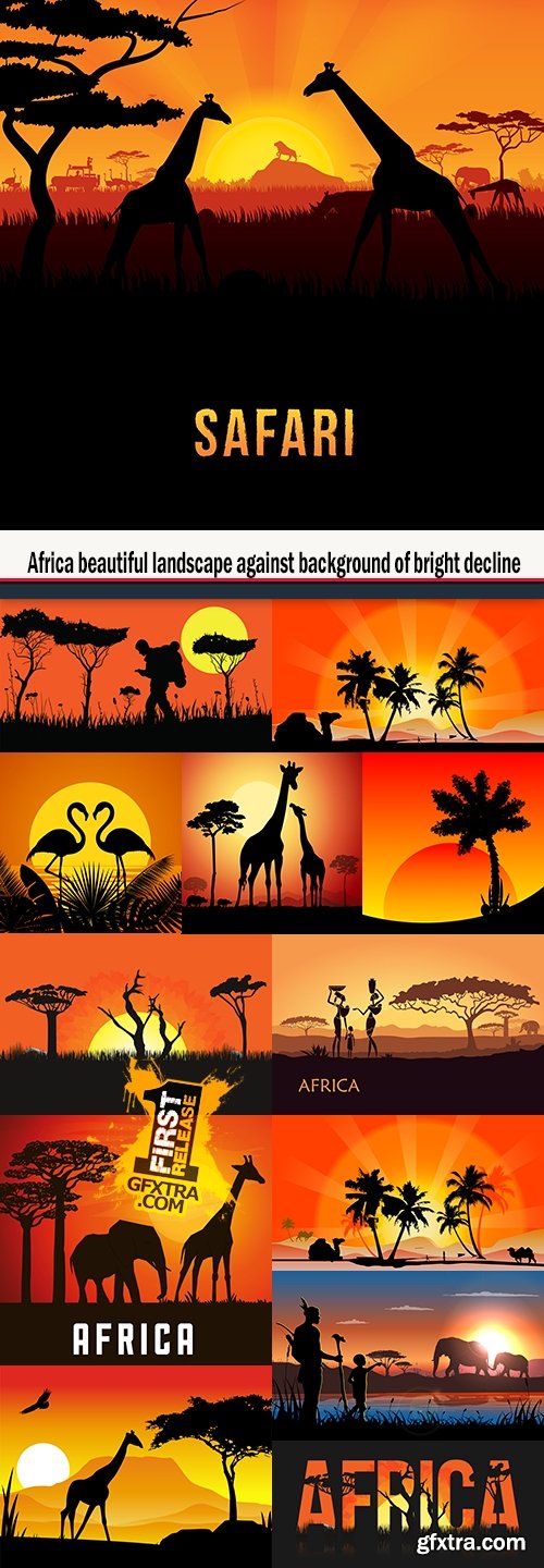 Africa beautiful landscape against background of bright decline