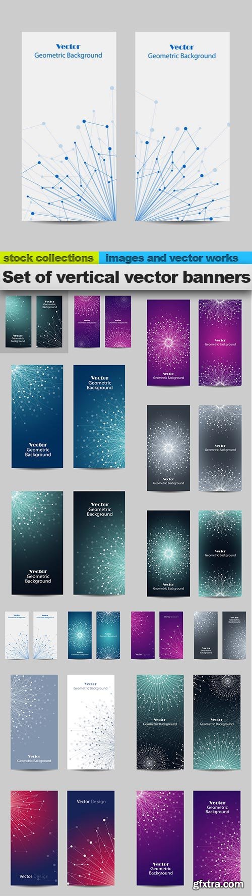 Set of vertical vector banners, 15 x EPS