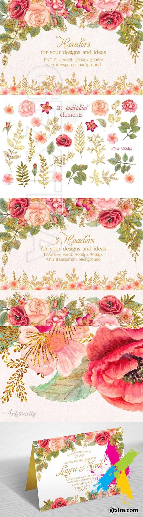 CM - Watercolor glitter floral headers 1470580