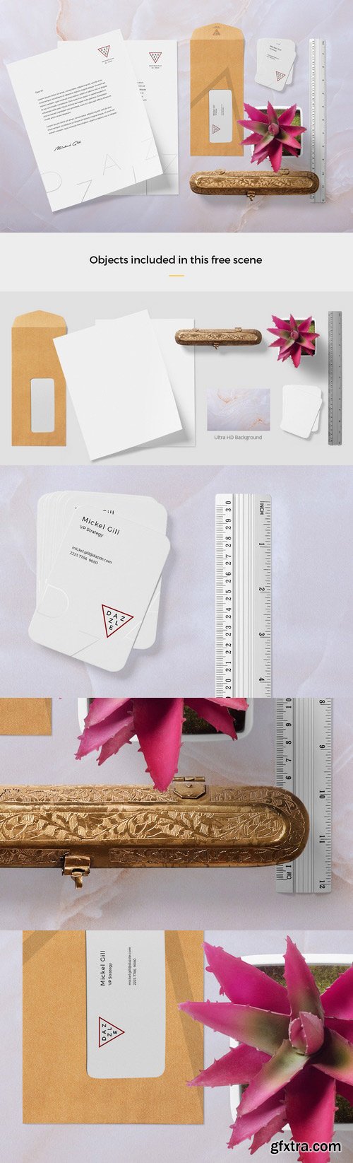 Stationery Mockup Scene With 6 Objects + 4K Background