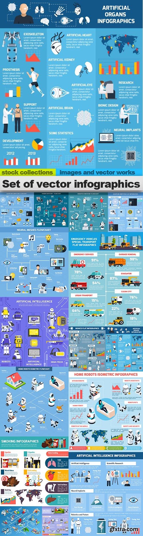 Set of vector infographics, 15 x EPS