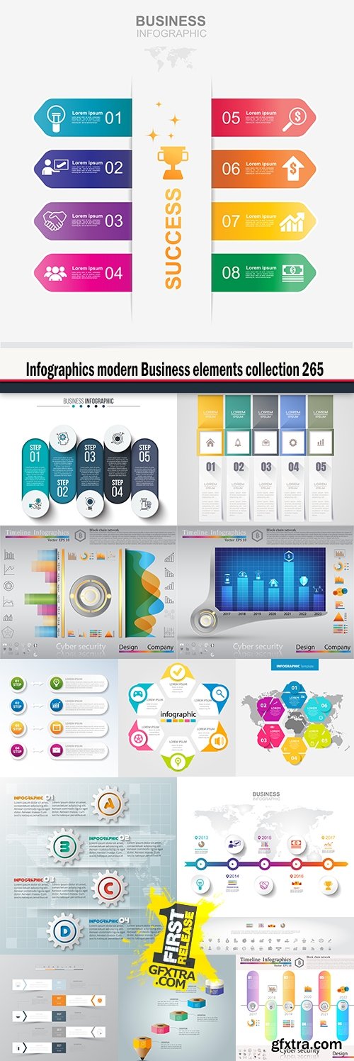 Infographics modern Business elements collection 265