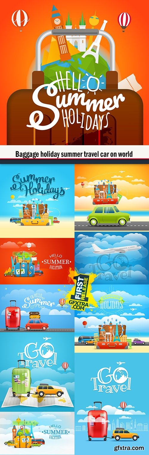 Baggage holiday summer travel car on world